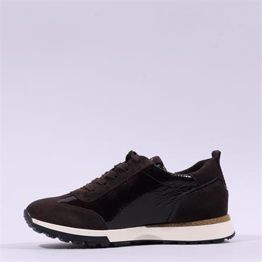 Paul Green Laced Sporty Trainer - Chocolate Patent